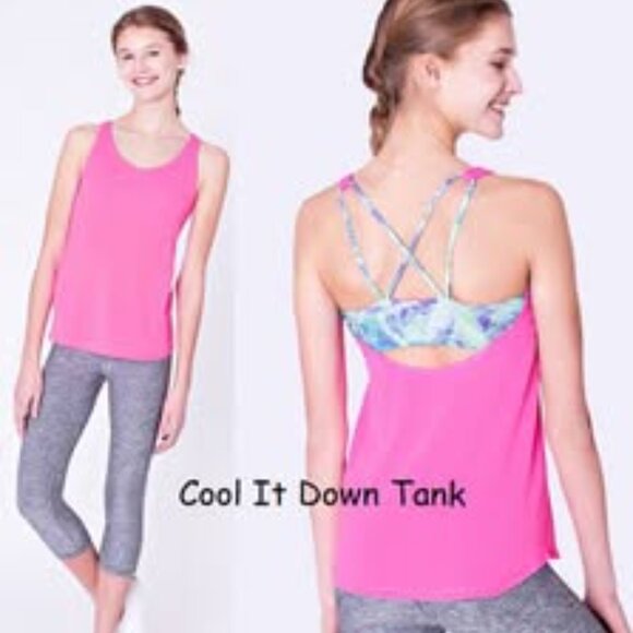 Ivivva by Lululemon🍋 Cool It Down pink tank top built in bra size 7 - Picture 2 of 4